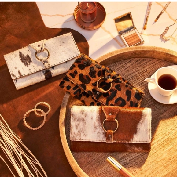 New Myra Bag Black & White Cowhide Leather Wallet - Picture 7 of 7